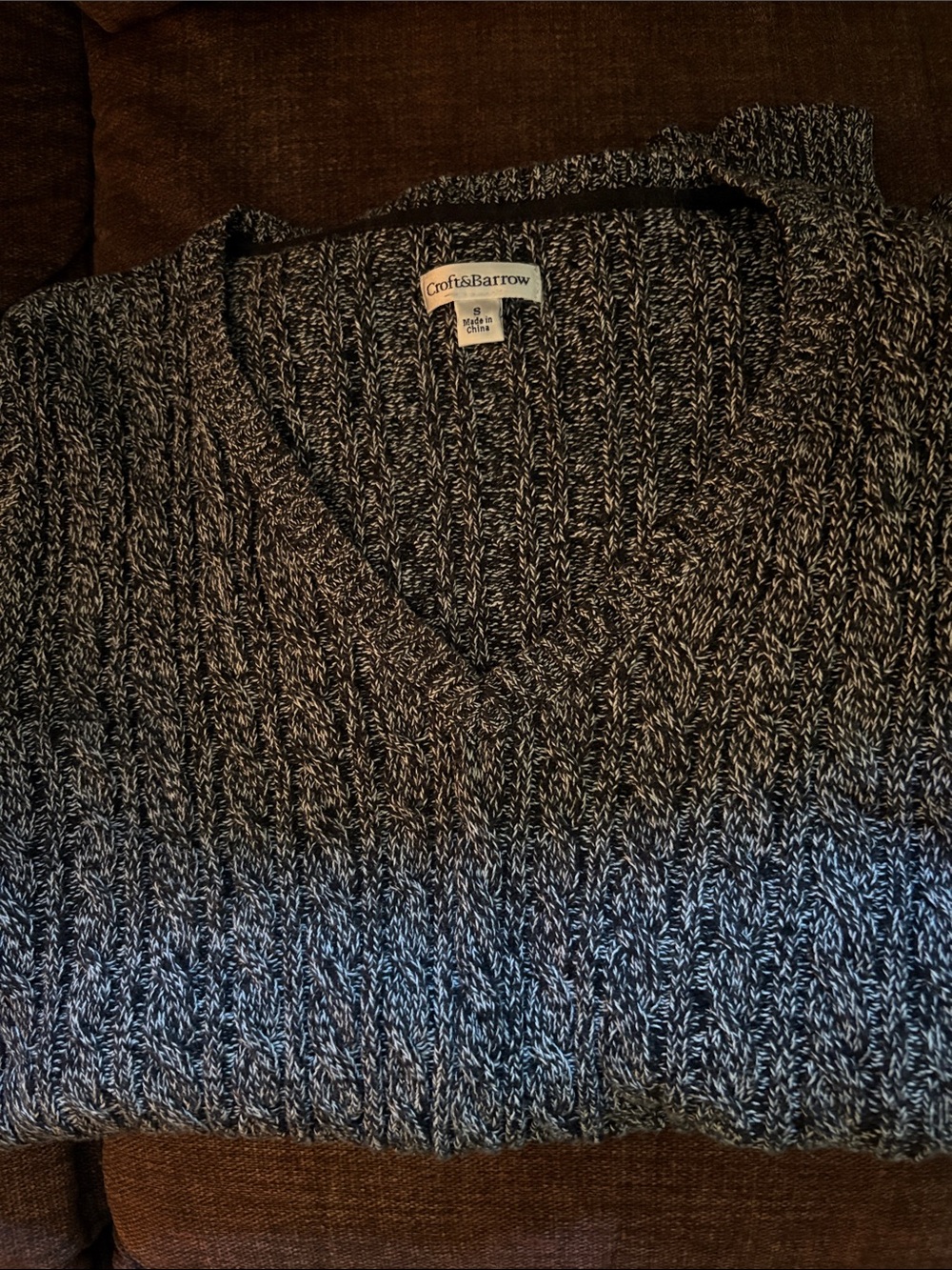 croft & barrow women’s V-Neck Marled Black & White Sweater